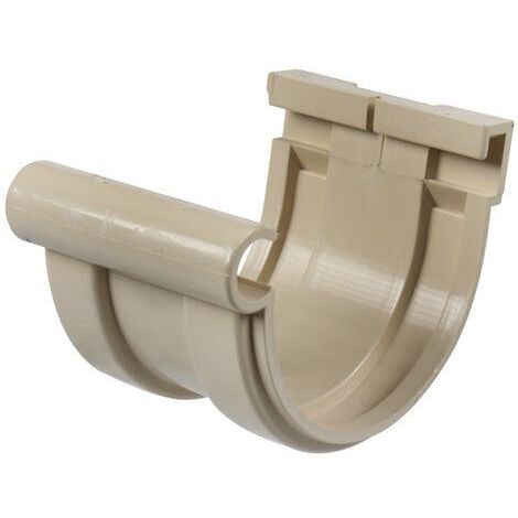 First Plast – Jonction longue de gouttière en PVC 16 demi-ronde – Couleur sable – Résistante aux intempéries – Installation facile par collage