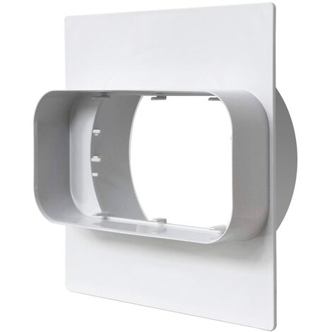 First Plast – Plaque passage mur ventilation rectangulaire 150x70mm à tube rond Ø100mm – Clapet anti-retour – Garniture pour systèmes d'aspiration