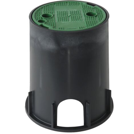 First Plast PZCRP17V Pozzetto da Giardino con Coperchio Pedonabile, Nero/Verde, ø 170 mm