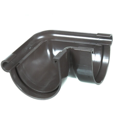 First Plast – Raccord angle extérieur 90° PVC pour gouttière 16 demi-ronde marron – Résistant aux intempéries – Garantie 10 ans