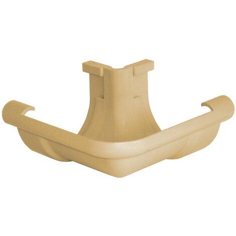 First Plast – Raccord angle extérieur 90° PVC pour gouttière 16 mm – Résistant aux intempéries – Couleur sable – Installation facile