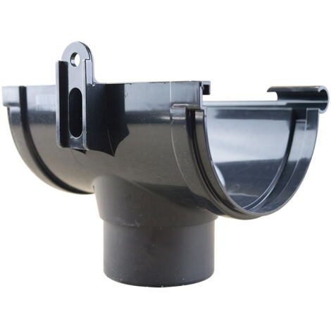 First Plast – Raccord d'évacuation PVC demi-ronde 25mm – Naissance centrale Bi-system anthracite – Installation rapide et durable pour rénovation