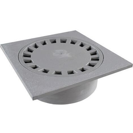 First Plast – Siphon de sol PVC 300x300mm sortie verticale Ø100-200 – Débit 100L/min – Surface anti-dérapante – Norme UNI EN 1253