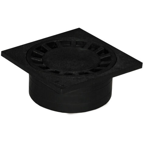 First Plast – Siphon de sol PVC 250x250mm sortie verticale Ø100 femelle – Débit 96L/min – Norme UNI EN 1253 – Couleur anthracite