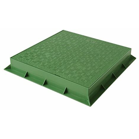 First Plast TCDP30V Telaio con Coperchio Pedonabile in PVC, Verde, 300x300 mm
