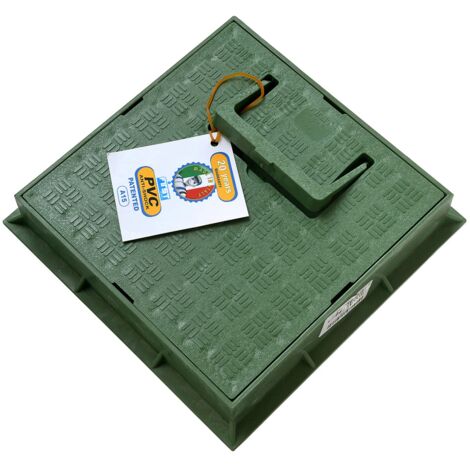 FIRST PLAST TCDPM20V Telaio con Coperchio con maniglia Pedonabile, in PVC, Verde, 200x200 mm