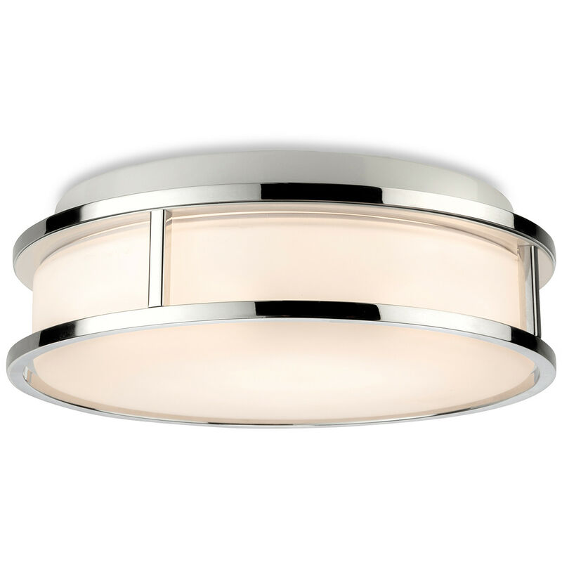 Adelaide Bathroom Cylindrical LED Flush Ceiling Fitting Chrome with Opal White Glass IP44 - Firstlight