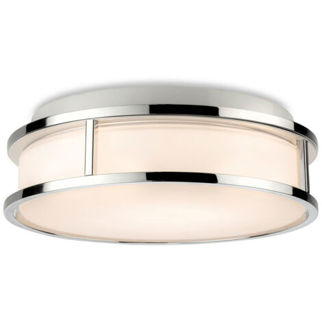Firstlight Adelaide Plafonnier cylindrique à LED pour salle de bain Chrome avec verre blanc opale IP44