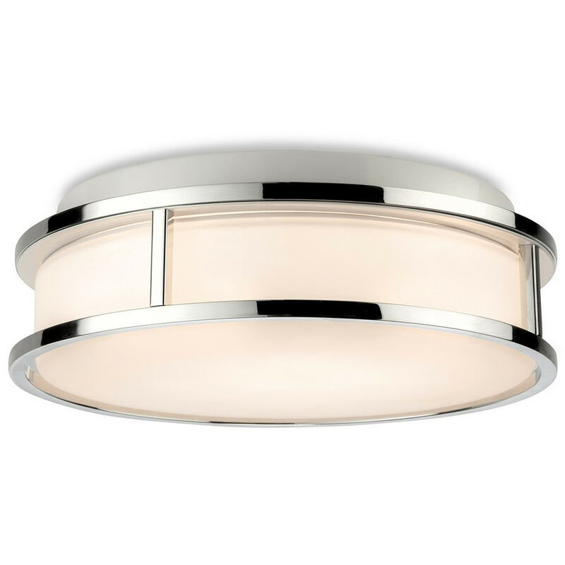 Firstlight Adelaide Plafonnier cylindrique à led pour salle de bain Chrome avec verre blanc opale IP44