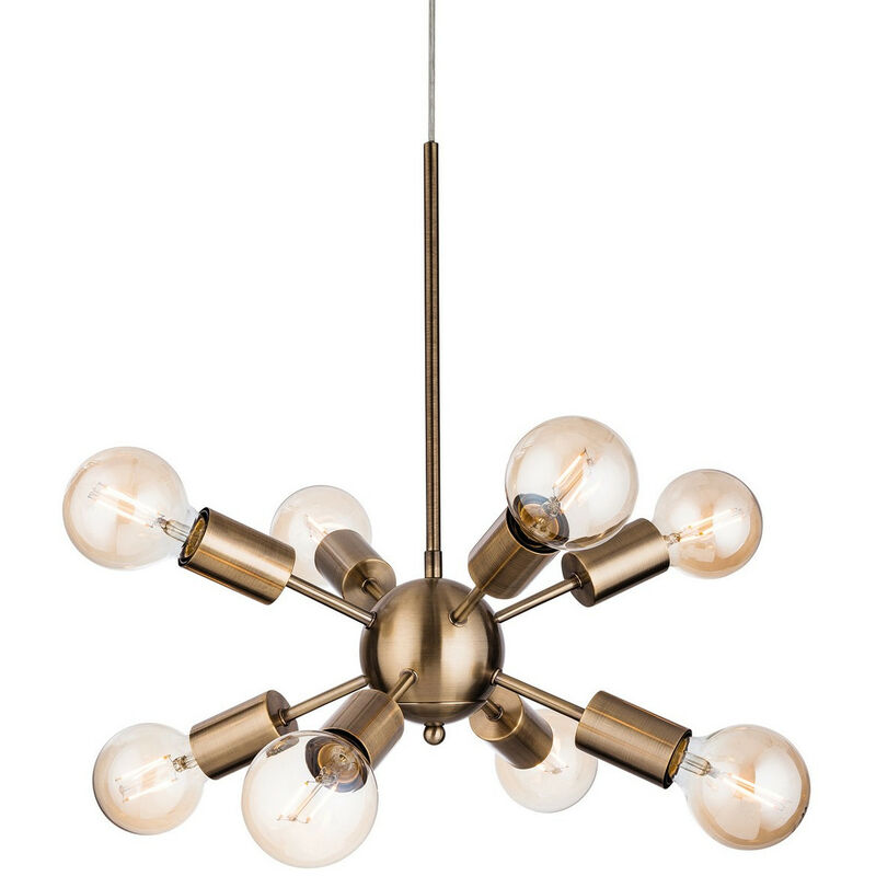 

Alfa - Lámpara colgante de techo con múltiples brazos, 8 luces, latón antiguo, E27 - Firstlight