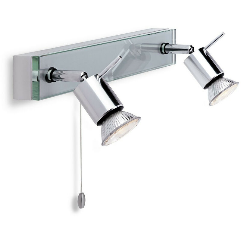 Firstlight Aqua - 2 faretti con interruttore luce a barra in alluminio, vetro trasparente, GU10