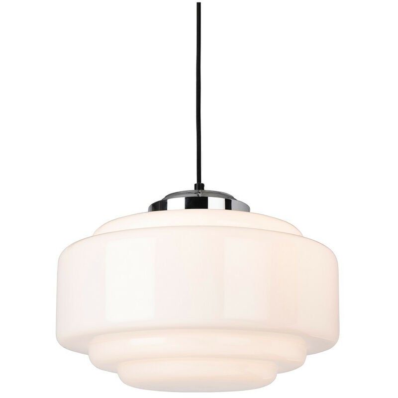 

Art Deco Lámpara colgante Cromo con vidrio blanco opalino - Firstlight