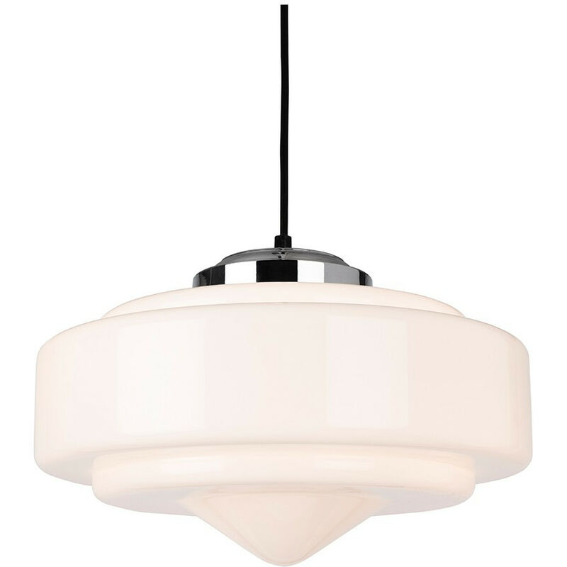 

Art Deco Lámpara colgante Cromo con vidrio blanco opalino - Firstlight