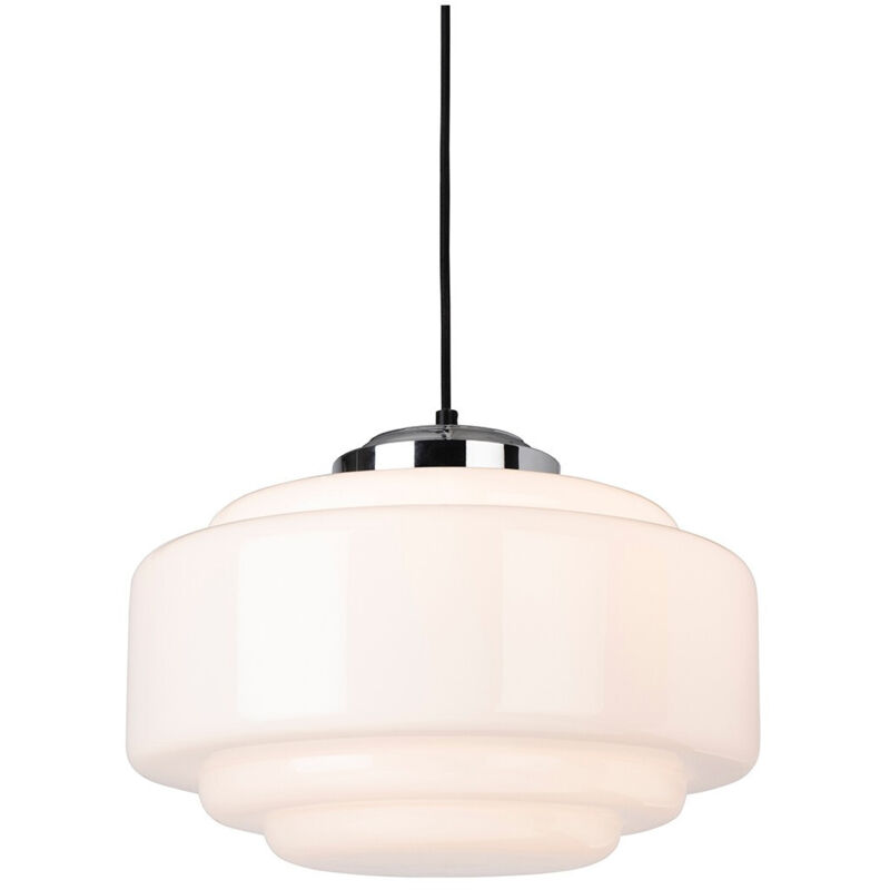Firstlight Products - Firstlight Art Deco Suspension Chrome avec Verre Blanc Opale Firstlight Products - Firstlight Art Deco Suspension Chrome avec Verre Blanc Opale