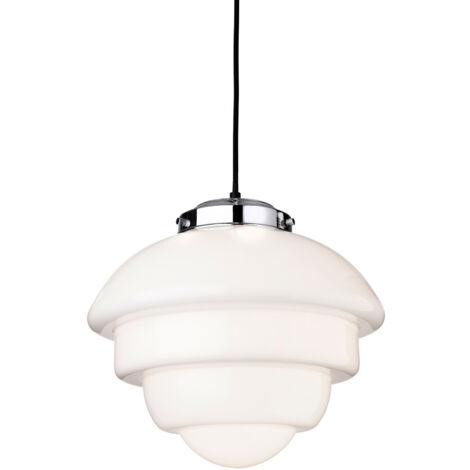 Firstlight Art - Suspension à 1 ampoule au fini chrome, verre blanc opale, E27