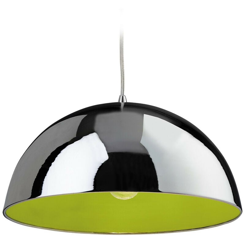 Firstlight Bistro - Sospensione a soffitto a 1 luce a cupola cromata, interno verde, attacco E27