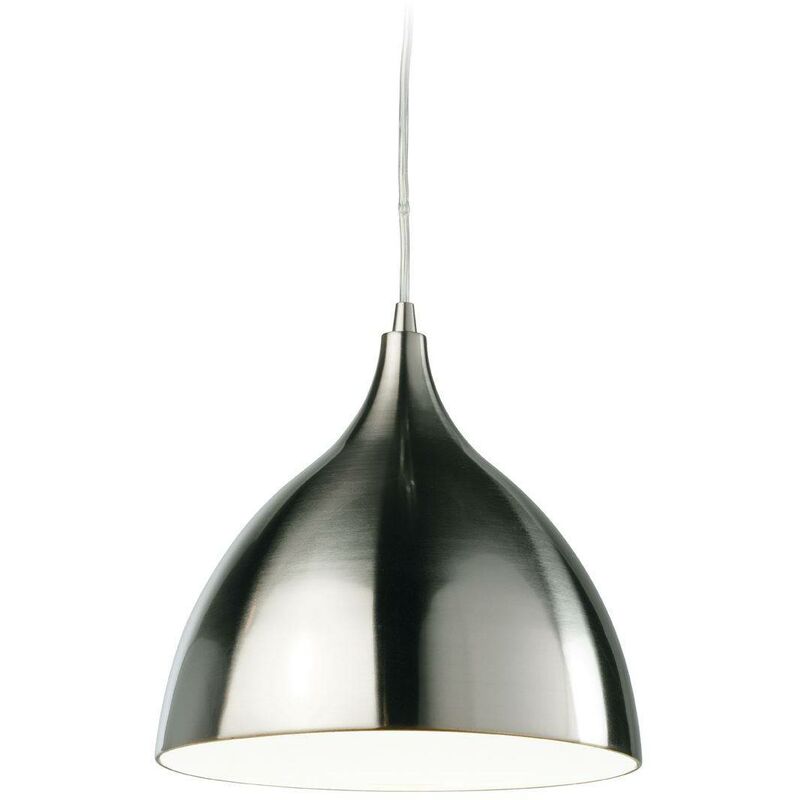 Firstlight - Caf - Suspension de plafond à 1 ampoule en forme de dôme - Acier brossé basse consommation, intérieur blanc