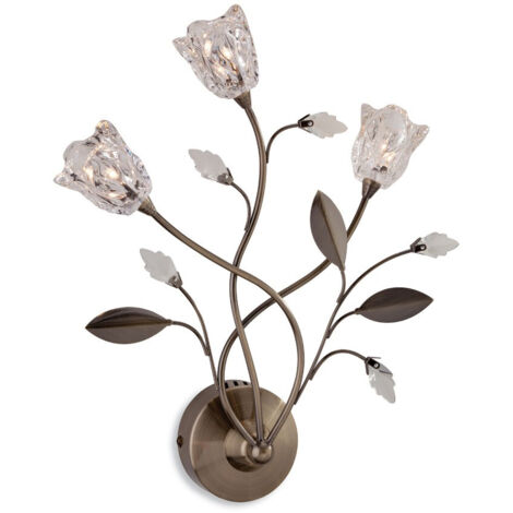 Firstlight Cindy - Applique murale d'intérieur à 3 ampoules, laiton antique, verre transparent, ampoule G4