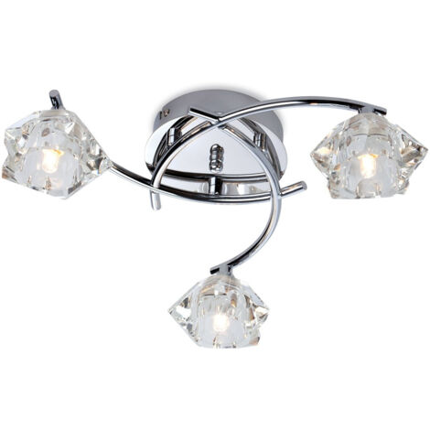 Firstlight Clara - Plafonnier multi-bras à 3 ampoules au fini chrome, verre transparent, G9