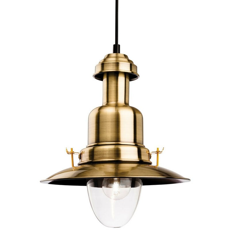 Image of Firstlight Products - Firstlight Classic - Sospensione a soffitto a cupola a 1 luce Ottone antico, vetro trasparente, E27