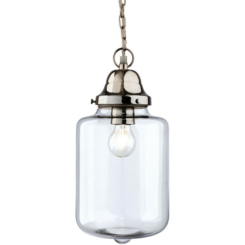 Image of Firstlight Products - Firstlight Craft - 1 lampada a sospensione da soffitto artigianale in vetro trasparente, cromo, E27