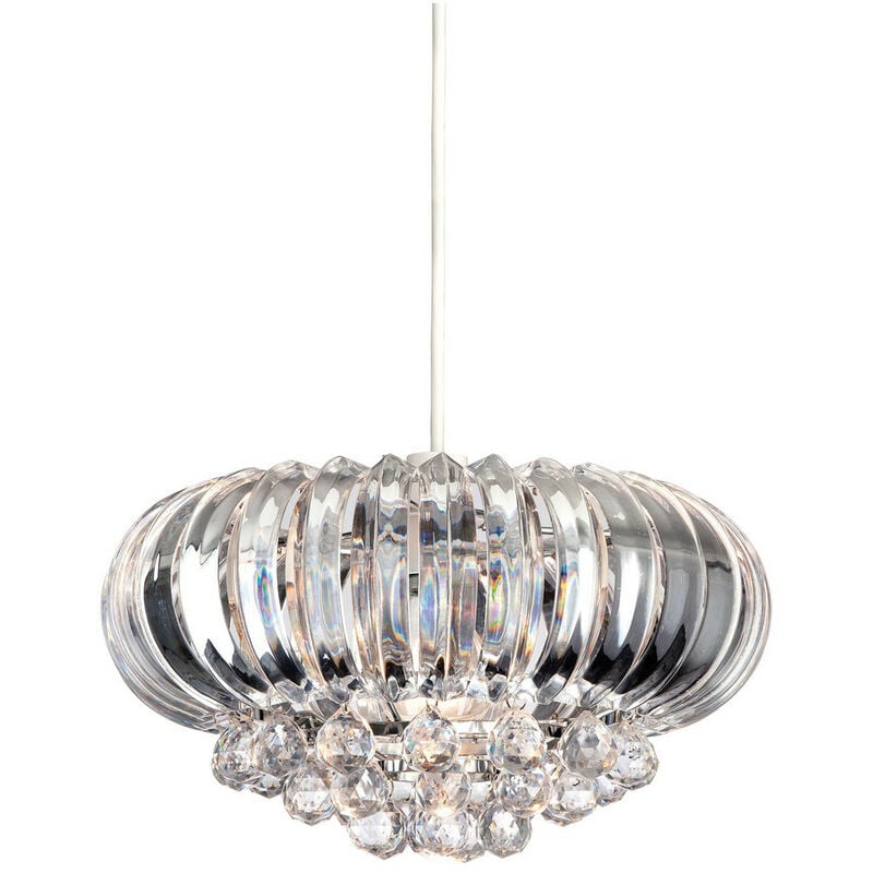 

Firstlight Crown - Lámpara colgante de techo Easy-Fit con 1 luz, cromo, acrílico transparente, E27