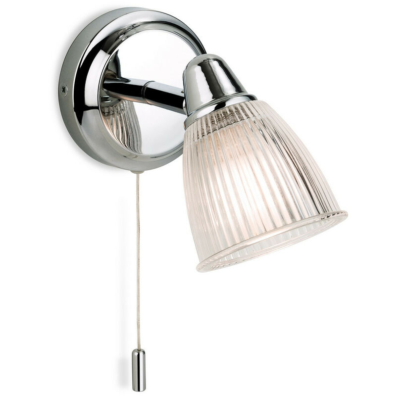 

Echo - 1 luz de pared para baño Cromo con vidrio acanalado transparente IP44, G9 - Firstlight