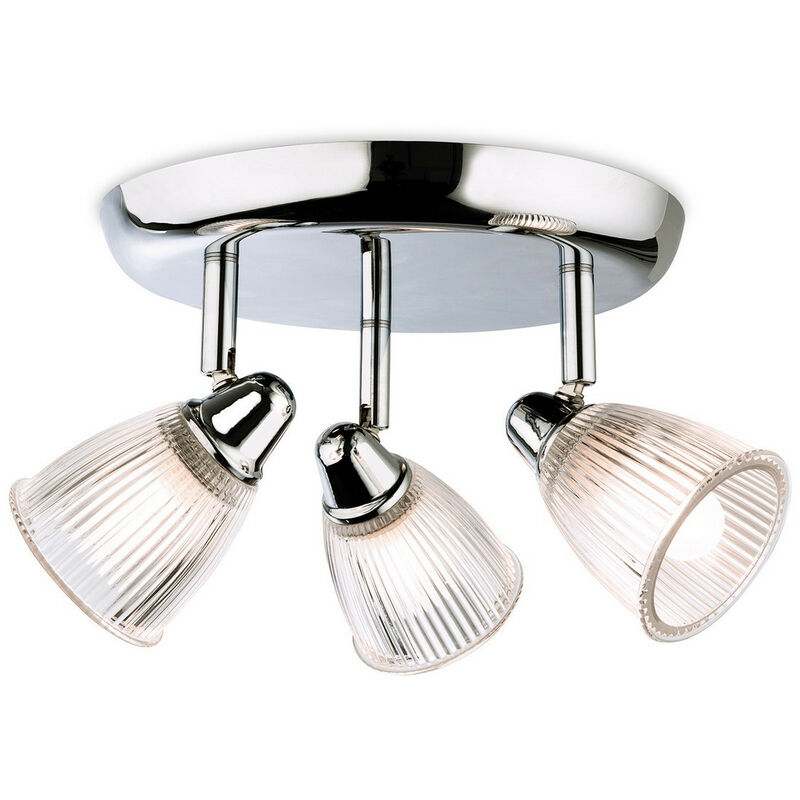 

Echo - Lámpara de empotrar de baño de 3 luces Cromado con vidrio acanalado transparente IP44, G9 - Firstlight