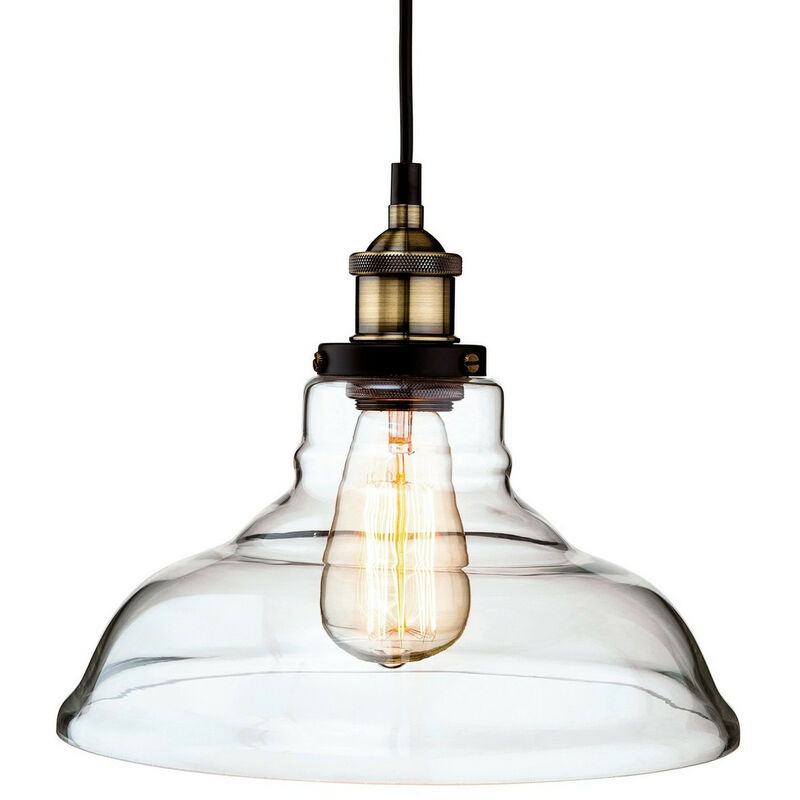 Image of Firstlight Products - Firstlight Empire - Sospensione a soffitto a cupola a 1 luce Ottone antico, vetro trasparente, E27