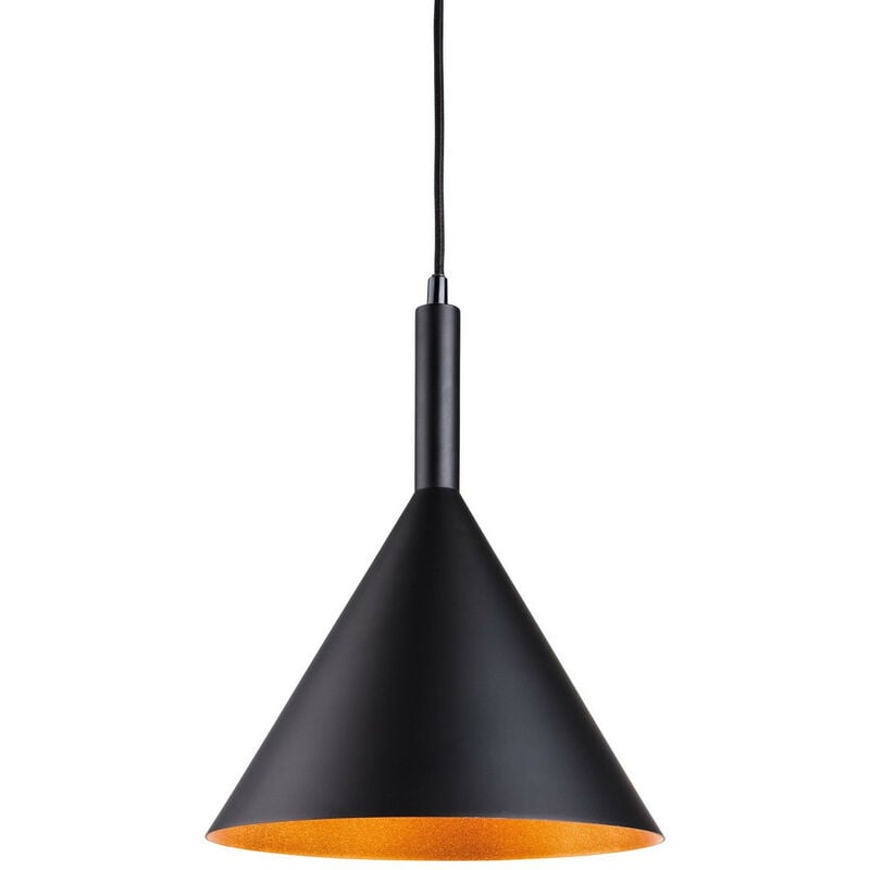 

Everest - 1 lámpara colgante de techo tipo domo negro con interior dorado, E27 - Firstlight