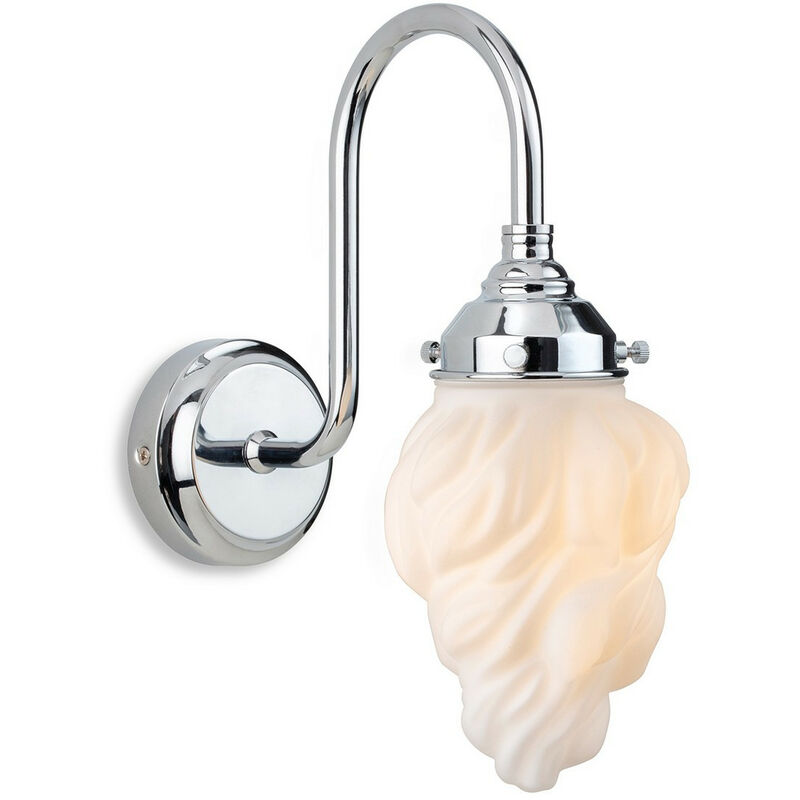 

Flame Aplique de pared Cromado con Cristal Blanco IP44 - Firstlight