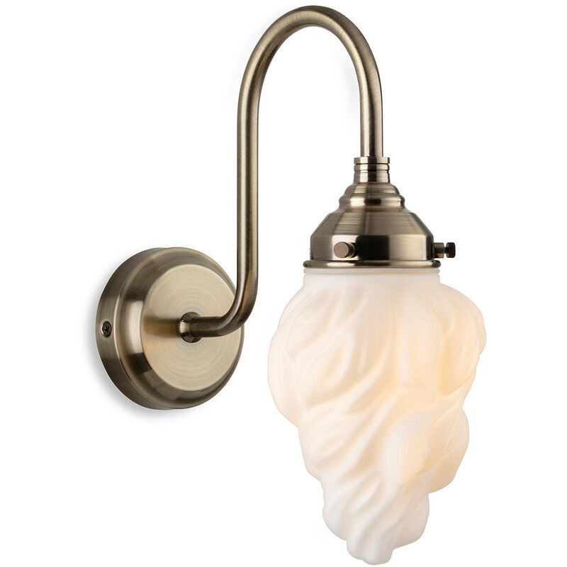 Firstlight Flame Wall Light Antique Brass with White Glass IP44
