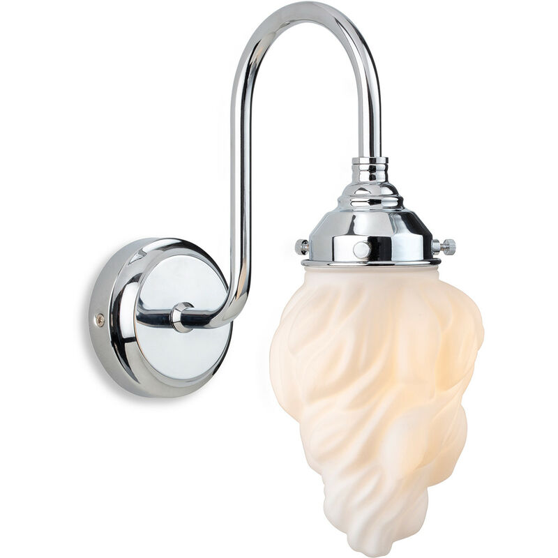Firstlight - Flame Wall Light Chrome with White Glass IP44