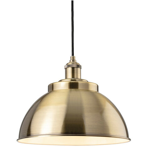 Firstlight Genoa Industrial Dome Pendant Light Antique Brass