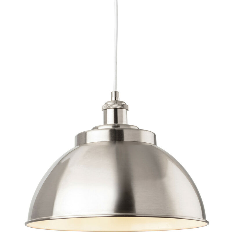 Genoa Industrial Dome Pendant Light Brushed Steel - Firstlight