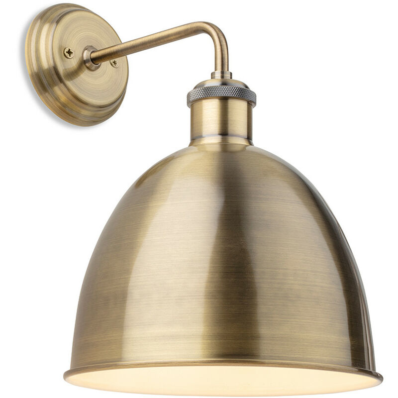 Genoa Industrial Dome Wall Light Antique Brass - Firstlight