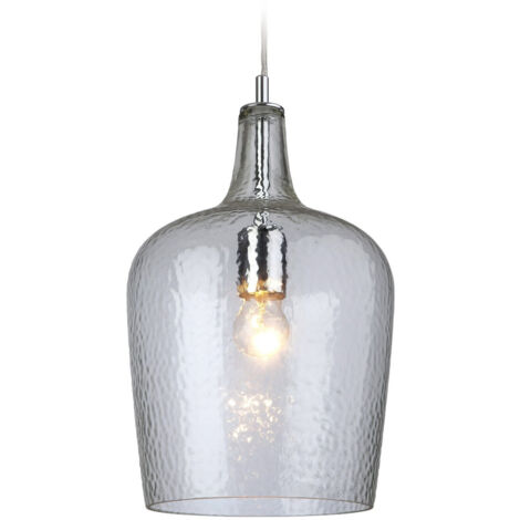 Firstlight Glass - Luminaire suspendu à 1 dôme en verre chromé, verre transparent, E27