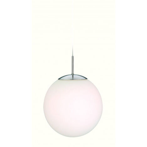 Firstlight Globe - Luminaire suspendu à 1 ampoule Globe en acier brossé, verre blanc opale, E27