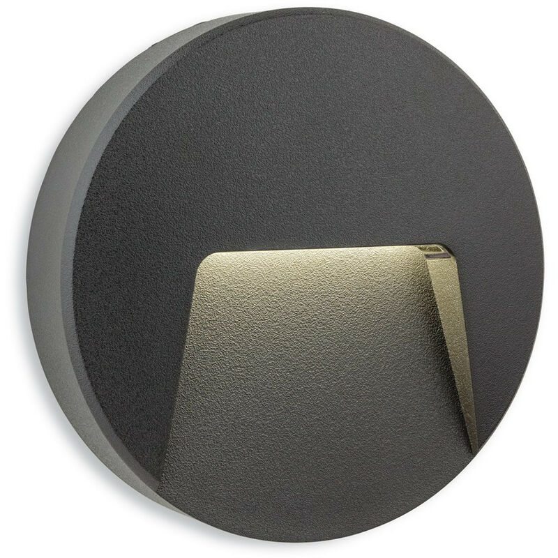 Golf Outdoor Integrated led Surface Mounted Wall & Step Light Round Graphite IP65 - Firstlight