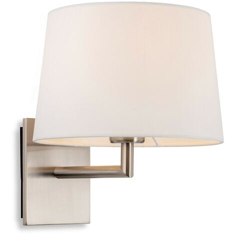 Firstlight Grand - 1 Light Single Indoor Wall Light Brushed Steel, Cream Shade, E27