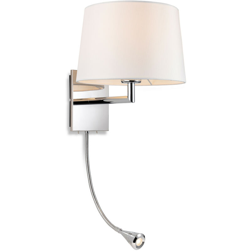 Firstlight Grand Wall Lamp with Adjustable Switched Reading Light Chrome with Cream Shade