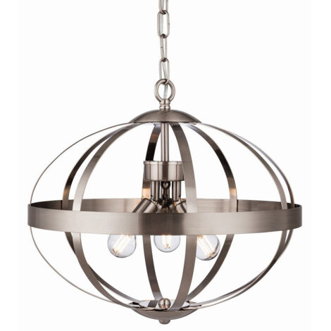 Firstlight Healey - Suspension de plafond à 3 ampoules en acier brossé, E14
