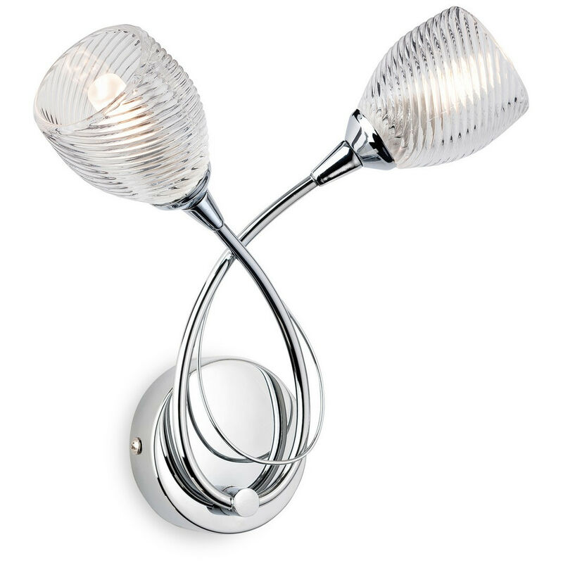

Henley - Aplique de pared para interiores de 2 luces, cromo, vidrio decorativo transparente, G9 - Firstlight