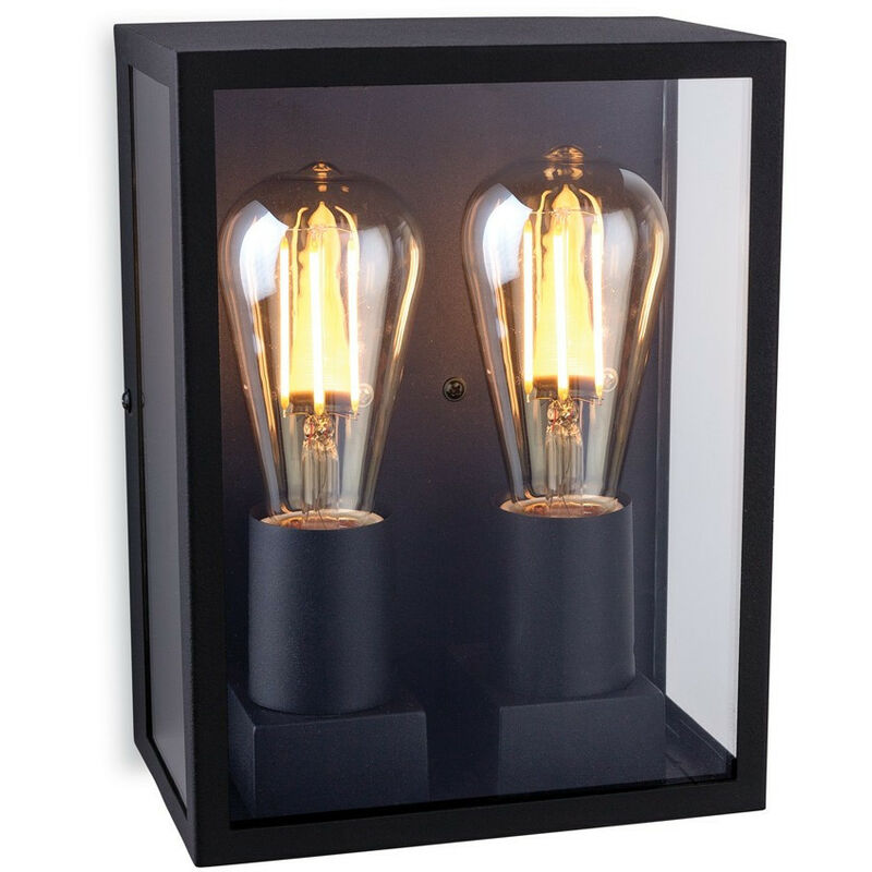 

Houston Outdoor Flush Box Aplique de pared Negro IP44, E27 - Firstlight