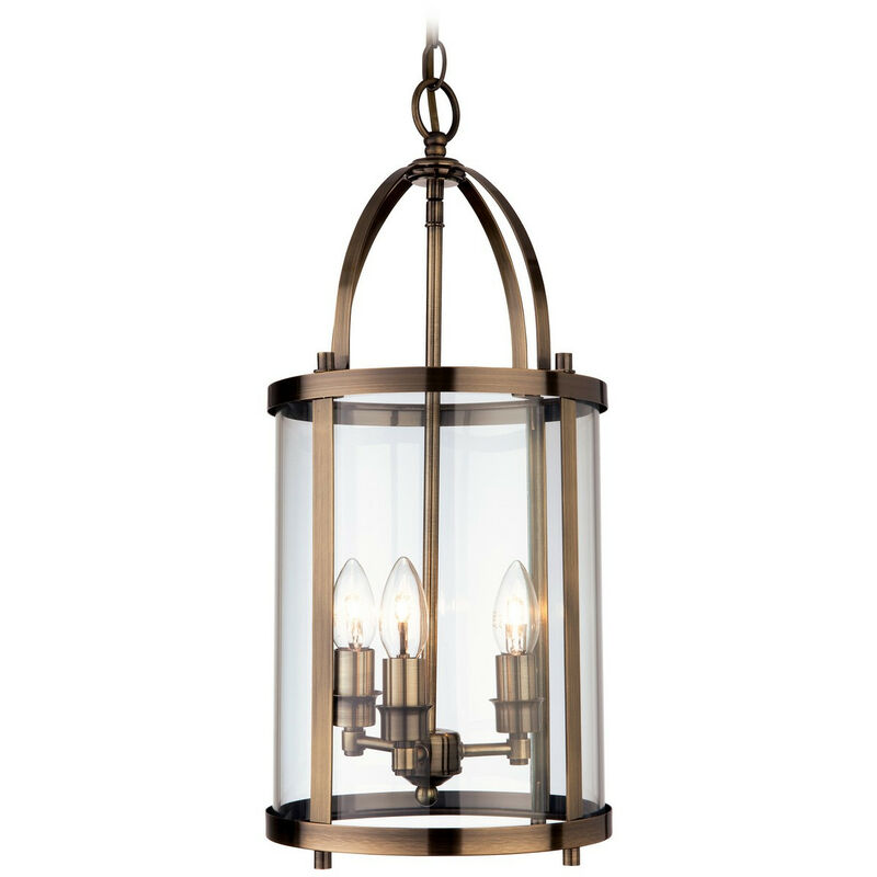 Image of Firstlight Products - Firstlight Imperial - Lanterna a sospensione rotonda a 3 luci in ottone antico, attacco E14