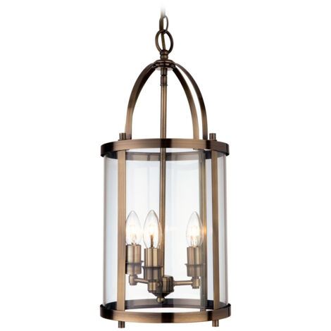 Firstlight Imperial - Lanterne à suspension ronde à 3 ampoules en laiton antique, E14
