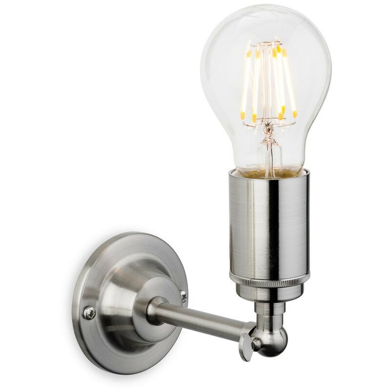 

Indy - Lámpara de pared con vela de 1 luz, acero cepillado, E27 - Firstlight