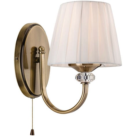 FIRSTLIGHT PRODUCTS Firstlight Langham Traditional Style Wall Light with On/Off Pull Cord Antique Brass and Cream Shade