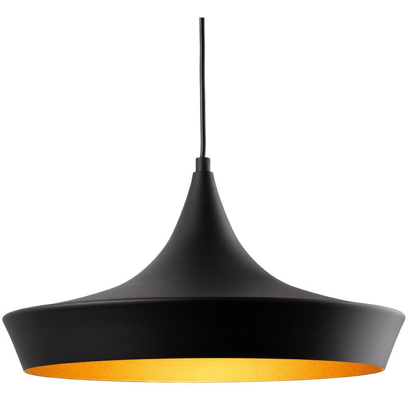 

Firstlight Leo Lámpara colgante tipo domo negra con interior dorado mate