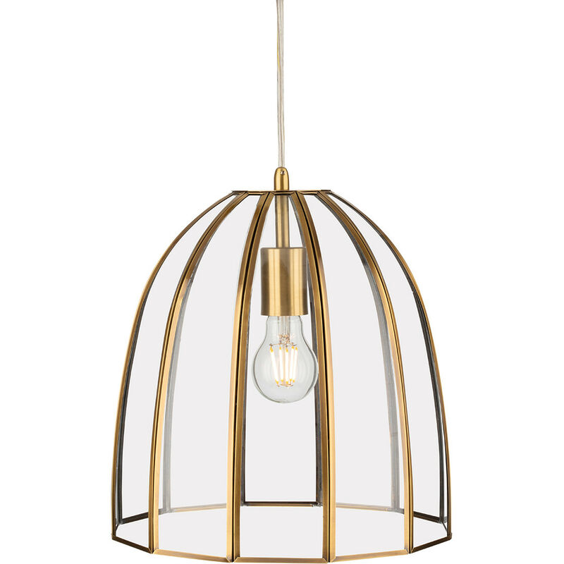 Lincoln Pendant Light Antique Brass with Clear Glass - Firstlight